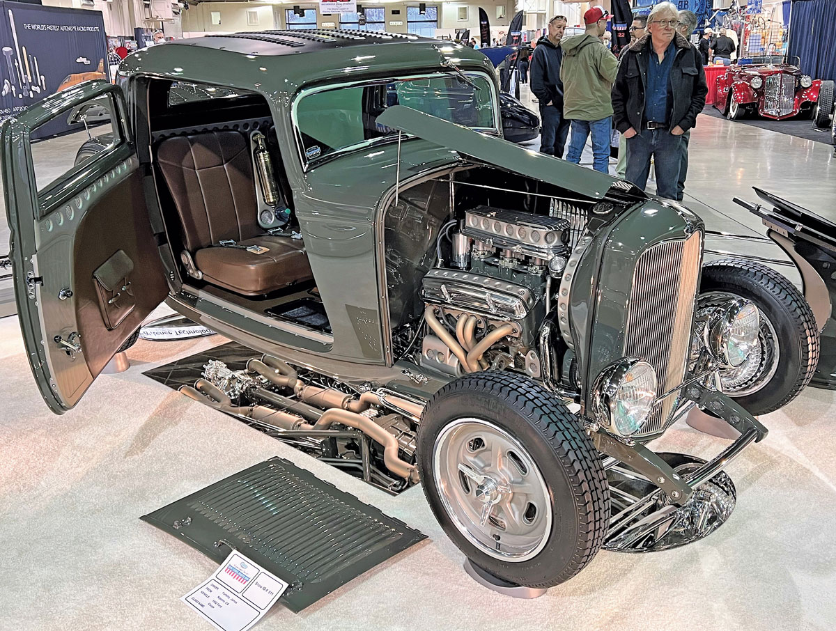 Jim and Carol Fortelny were in contention for the Slonaker with their ’32 Ford three-window coupe and it was homebuilt–amazing