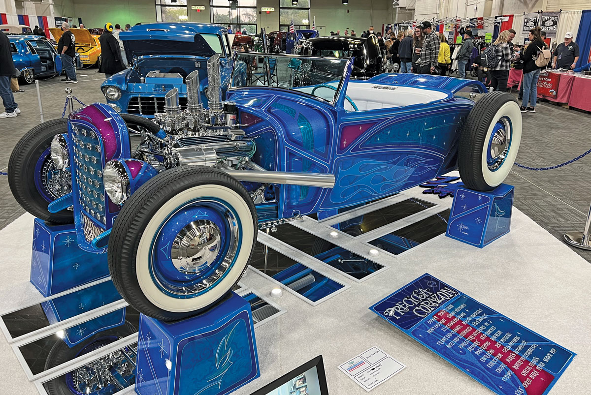 Stacey Gann took home First in Hand Built Street Rod and Outstanding Individual Display with this highly modified ’29 Ford roadster