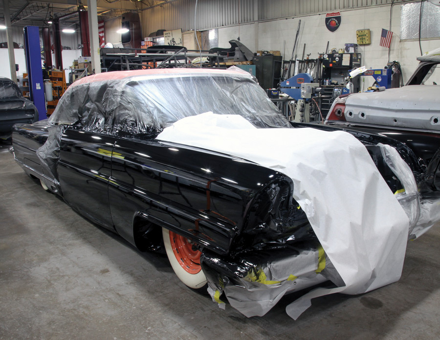 The subject of our color sanding tutorial is Bill Jagenow’s ’56 Lincoln Premiere, which was fresh out of the spray booth after receiving four layers of PPG Vibrance urethane-based black basecoat and five layers of urethane clear. Urethane is generally a tougher, more chip-resistant paint, which is great for vehicles intended as drivers. 