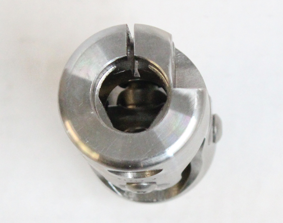 Not only is the shape of the required U-joint unique but there are also no splines as it uses a bolt to clamp onto the sector shaft—note the slot that allows that to happen.  