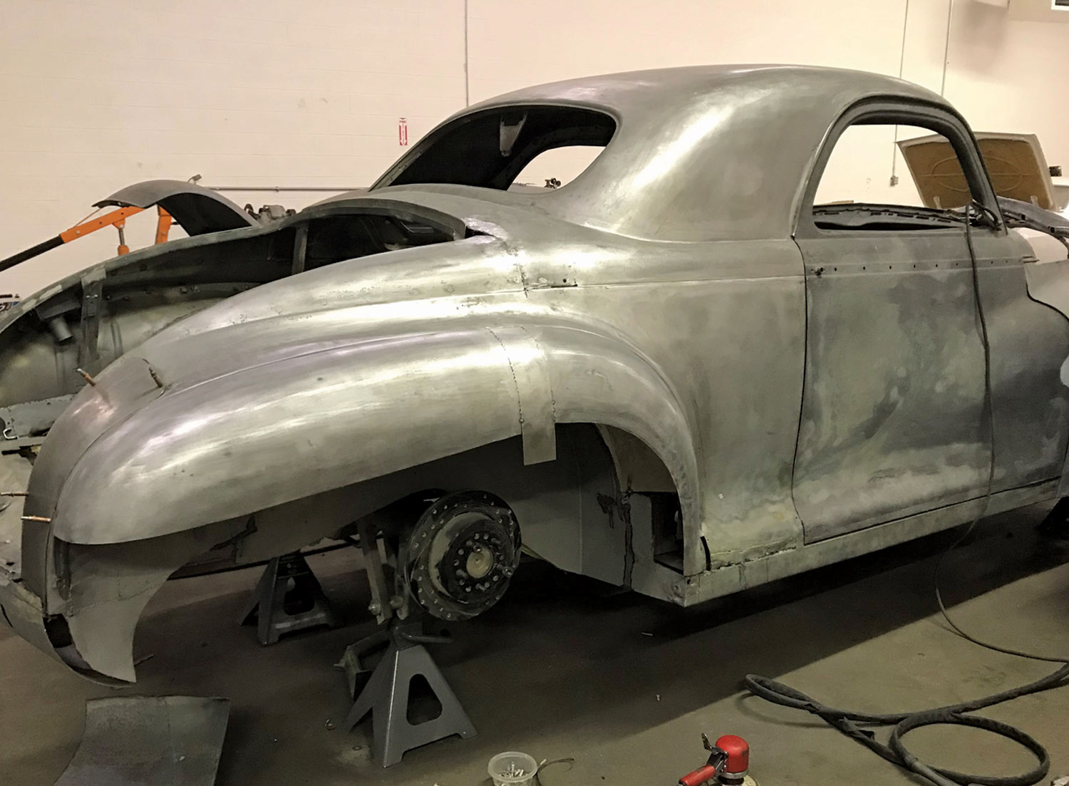 three quarter rear view of the passenger side fender with the bottom section removed