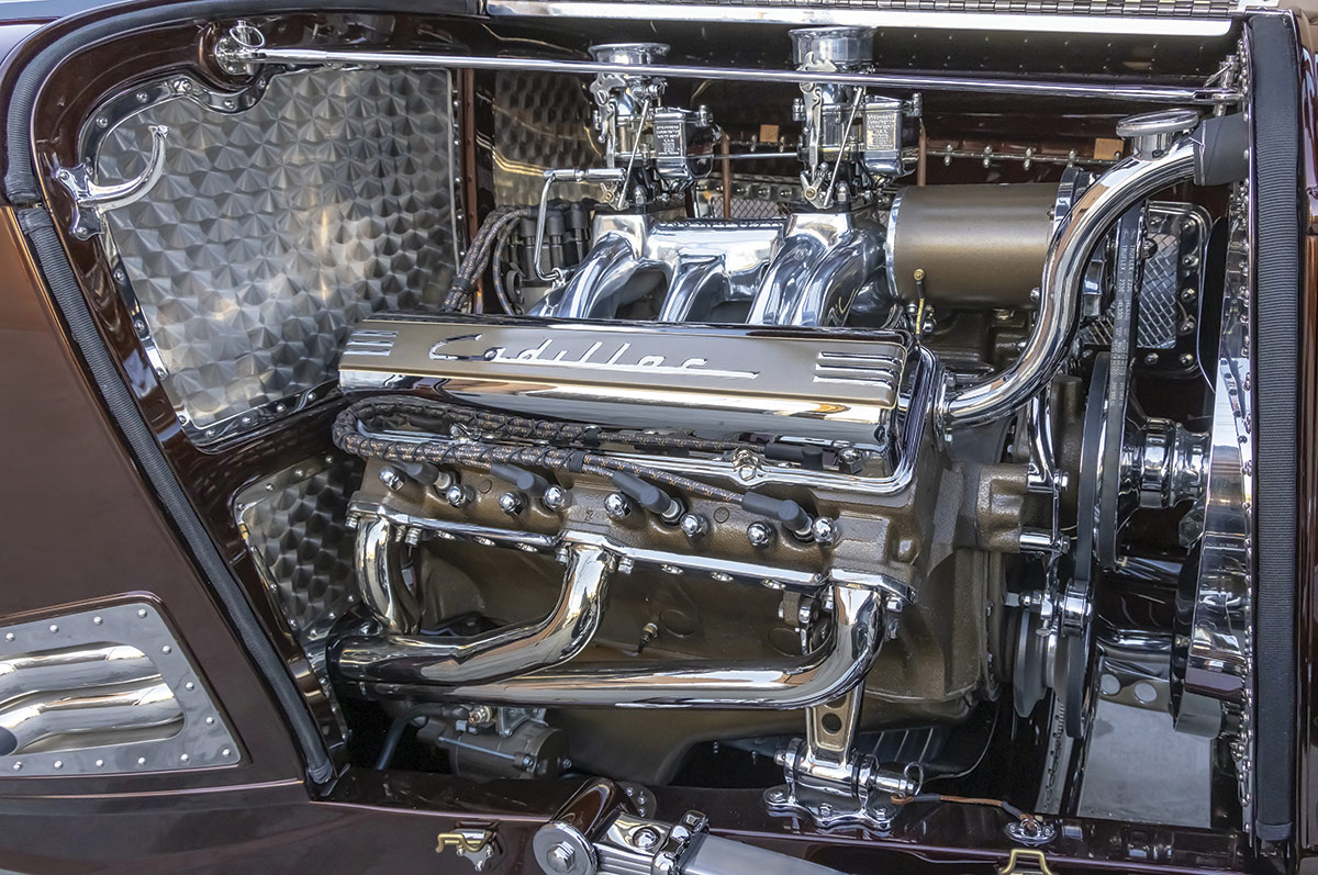 ’32 Ford engine with cadillac decal
