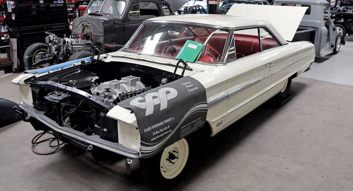While this factory lightweight ’64 Ford Galaxie doesn’t fit the mold of a typical project in the Kugel shop, it does have some custom features that are exclusive to Kugel