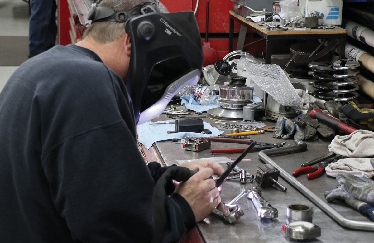 Joe Kugel is the VP/lead fabricator and keeps the welder humming every day