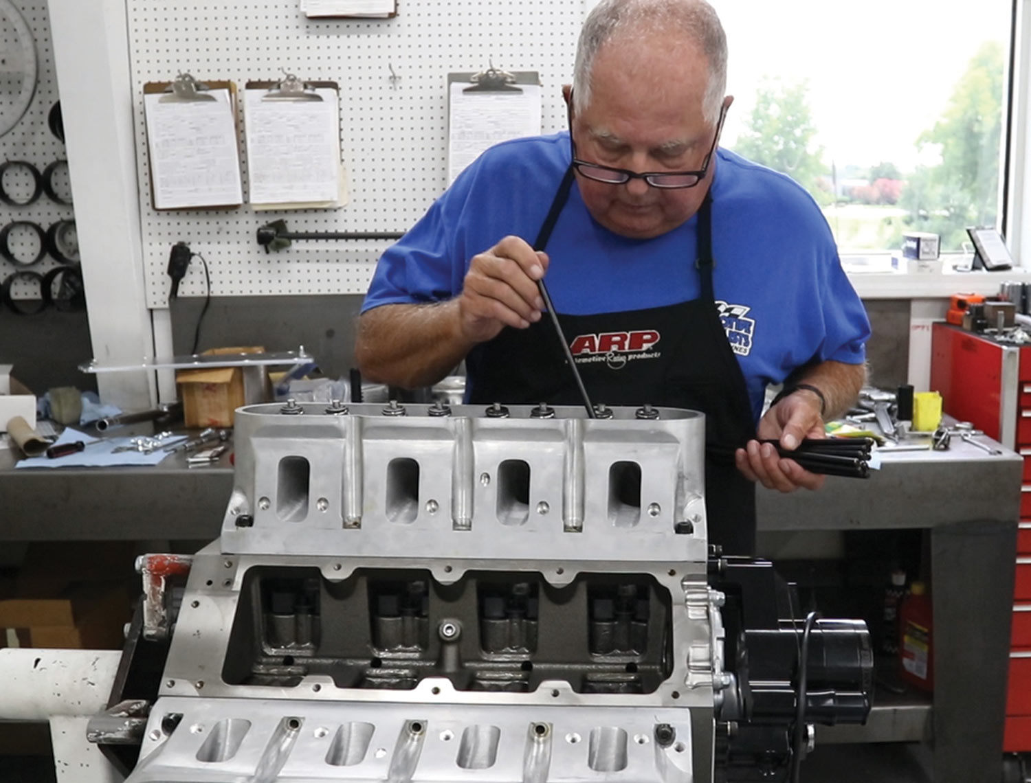 mechanic Keith installs the Comp Cams push rods