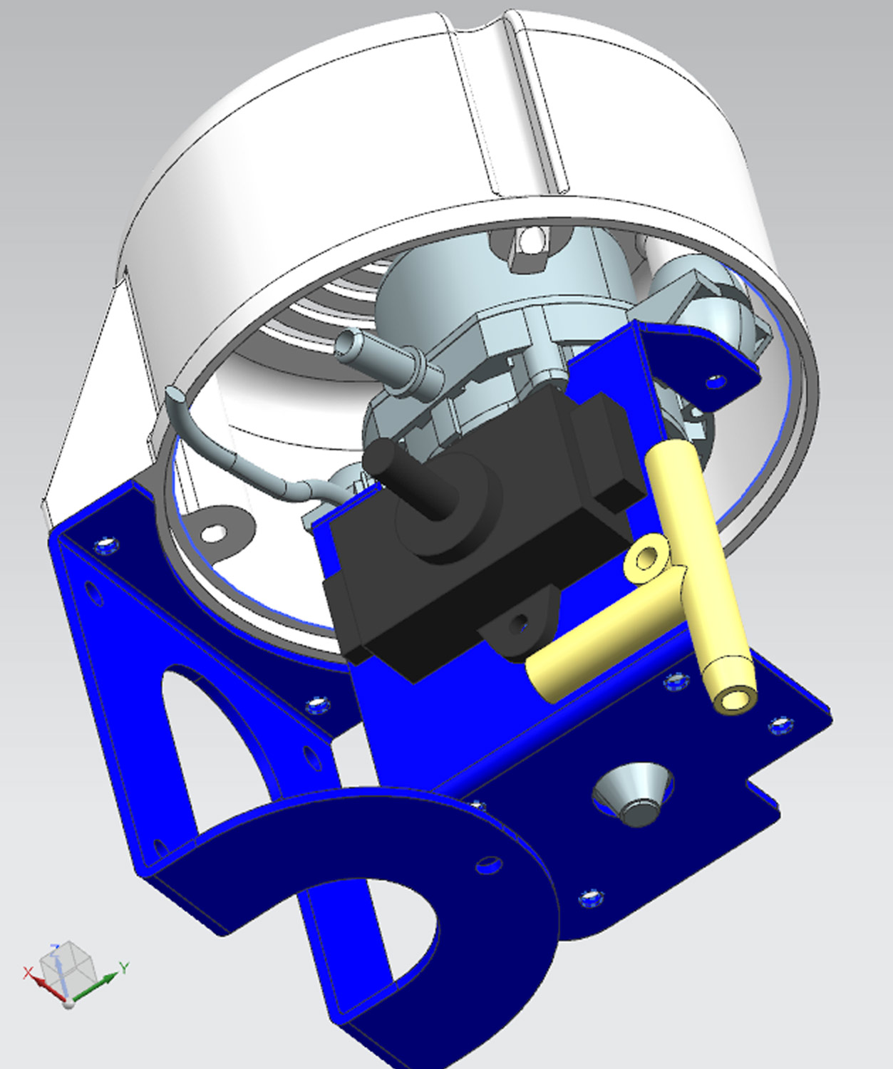 a side view illustration of the inner workings of the the Granatelli 12V electric vacuum pump