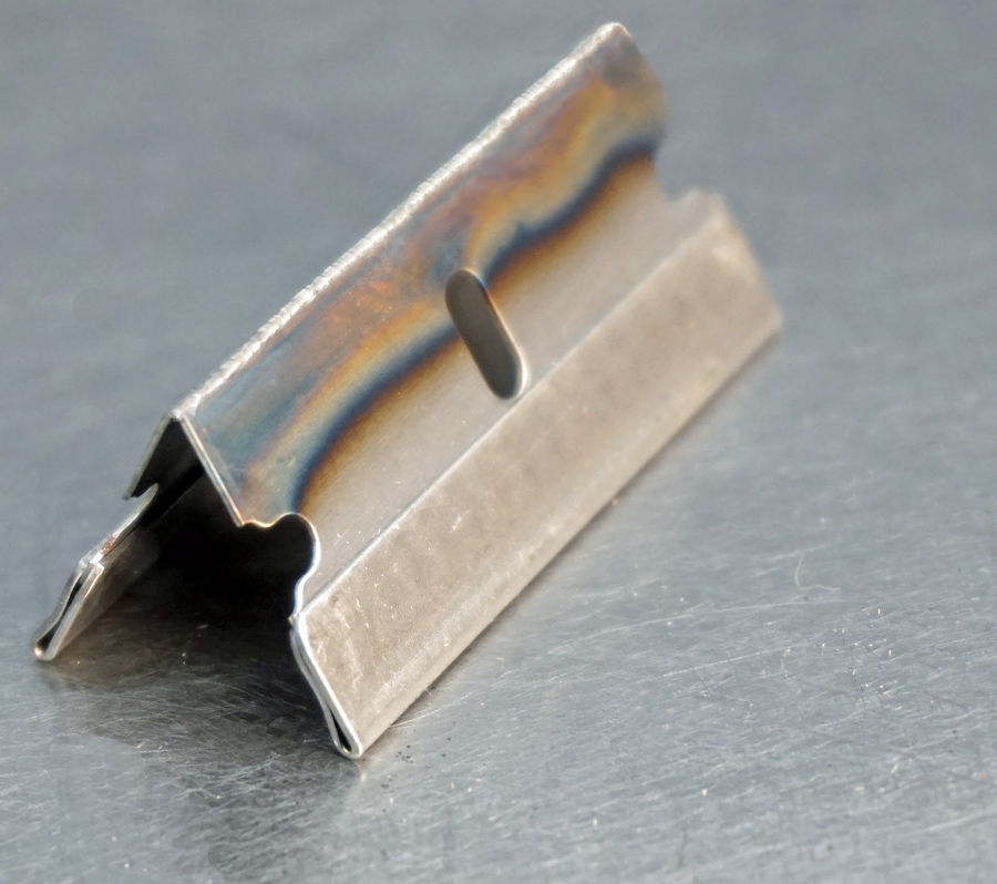 Having fine control also makes it possible to weld very thin materials, like these razor blades.