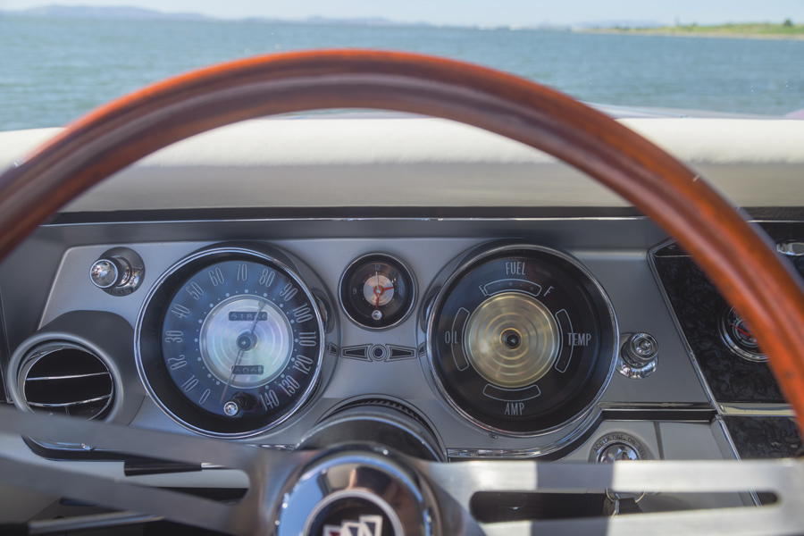 steering wheel and speedometer of a '64 Buick Riviera