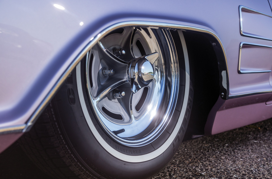 close up of tire and rim on a '64 Buick Riviera