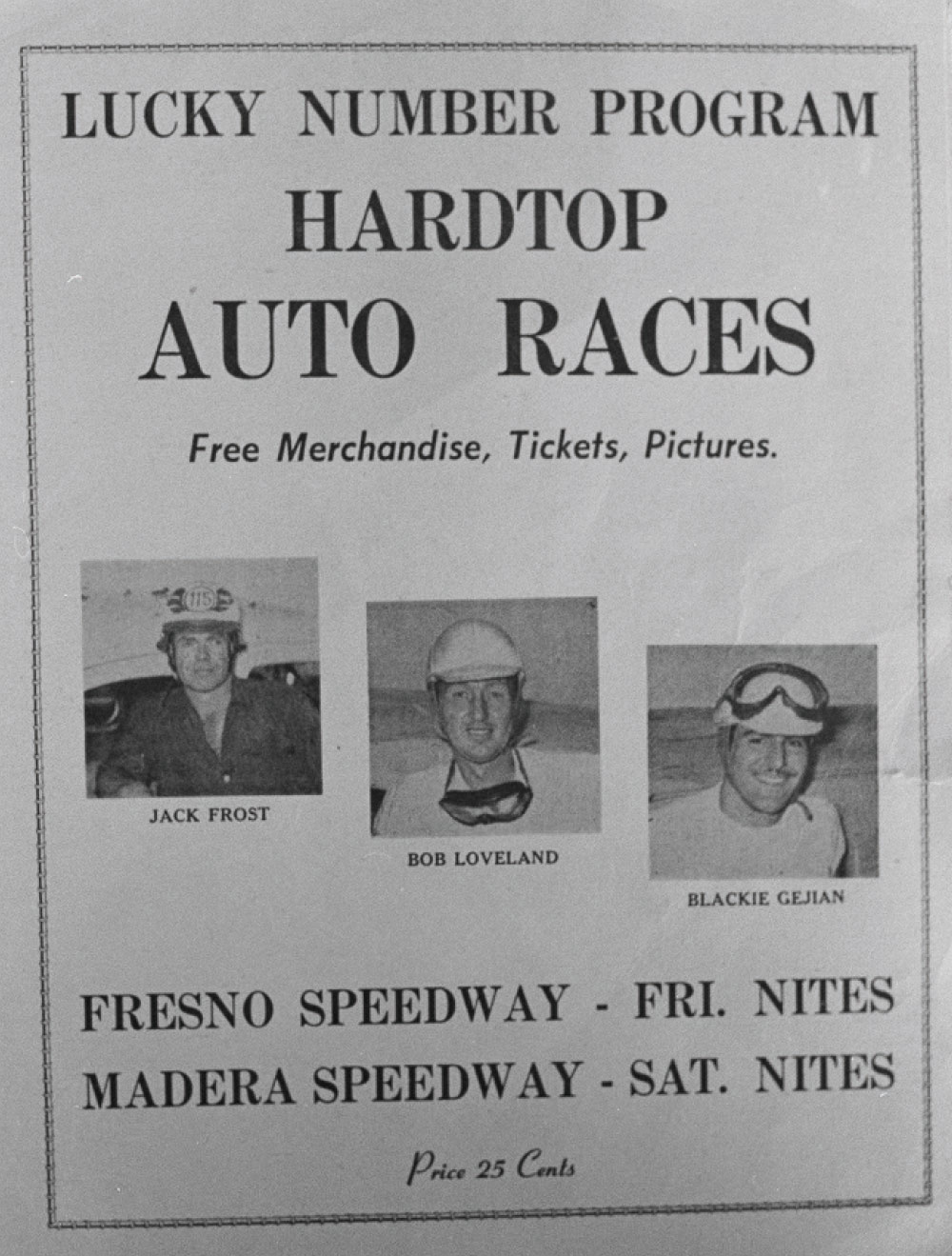 Hardtop racing poster from the early ’50s featured Blackie