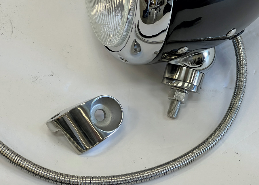 Closeup of the SM Hi-Boy Headlight mounting cup and the mounting stud that comes off the headlight bucket. 