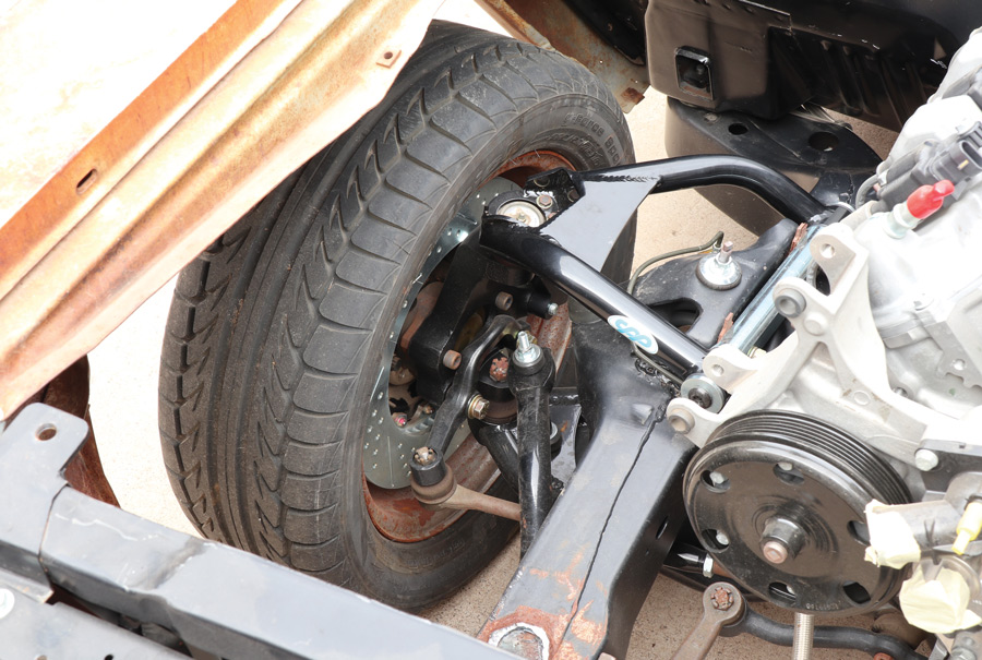 Here we have upgraded the IFS with the latest from Classic Performance Products: brakes, spindles, and control arms