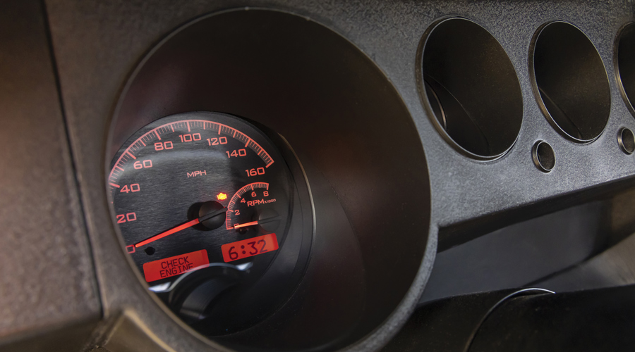 close up of speedometer in a '70 Plymouth 'Cuda