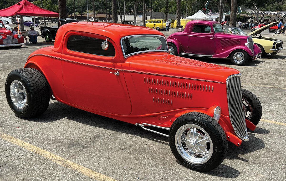 Specialty Parking allows hot rods, such as this amazing ’33 Ford fenderless coupe