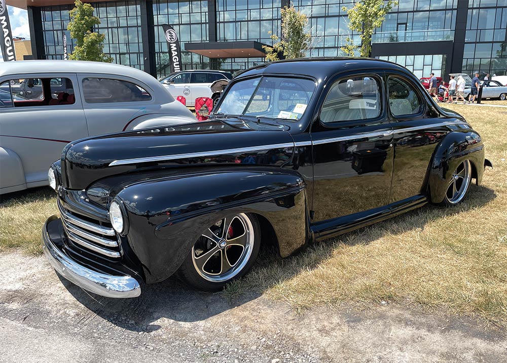 Lowered black '47 Ford coupe