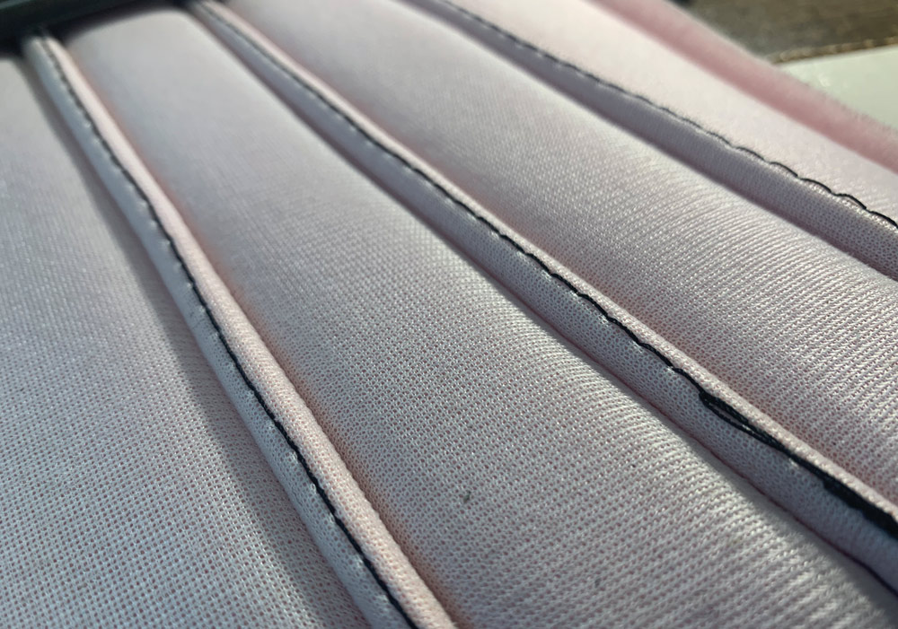 Closeup of pleats sewn together