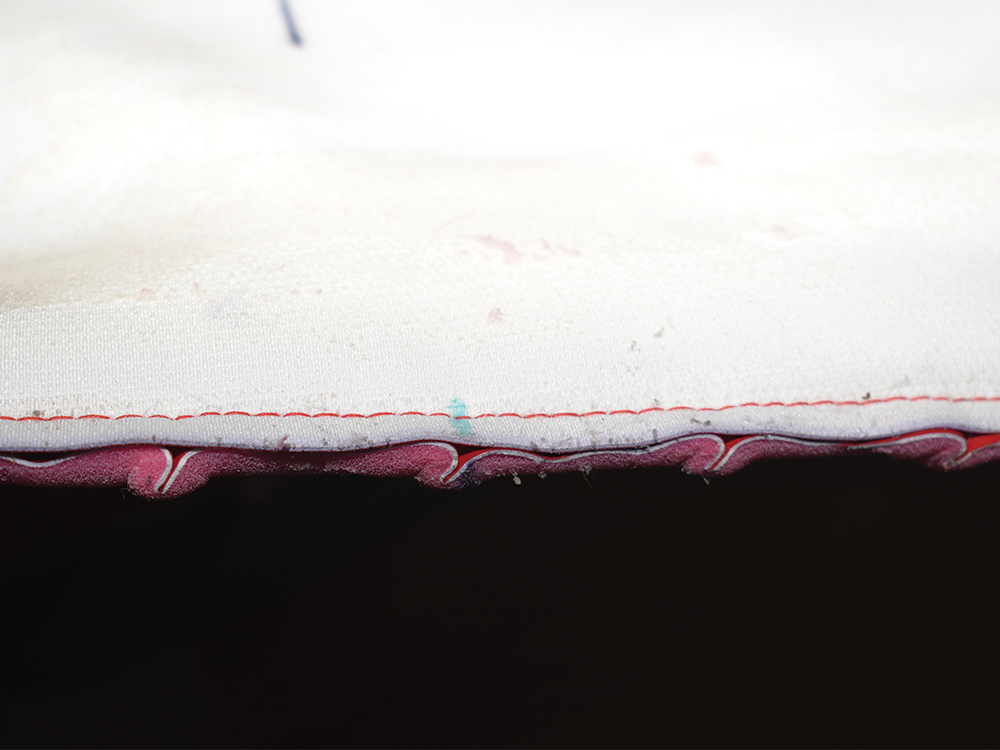 Closeup of stitched edge