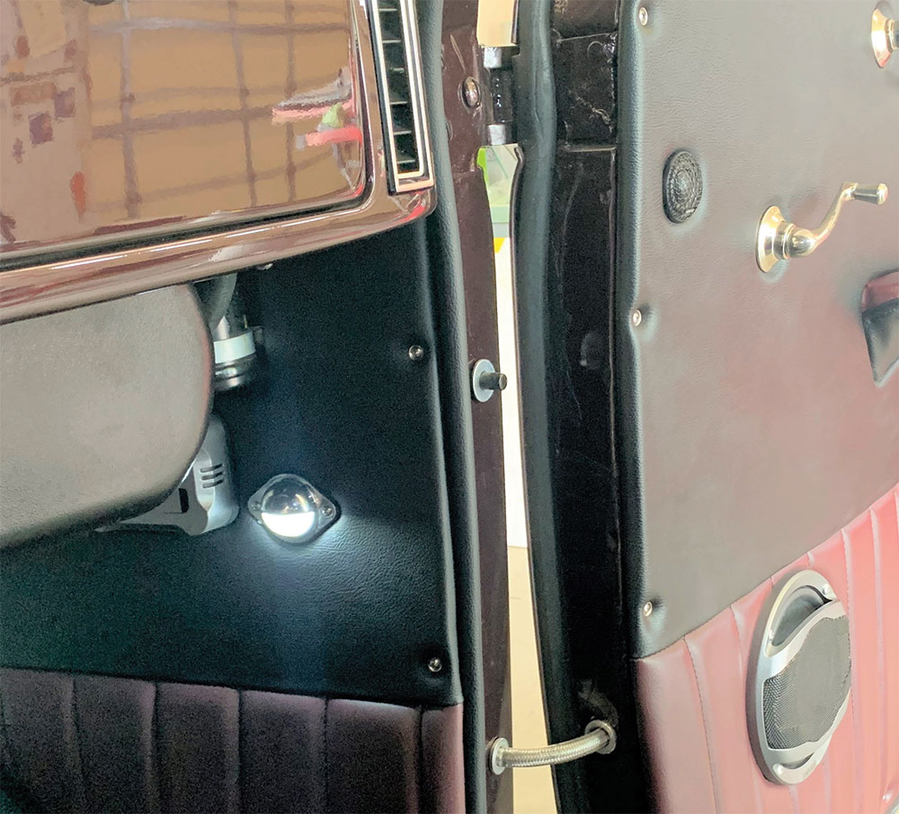 Panel secured to doors with chrome screws and cupped washers