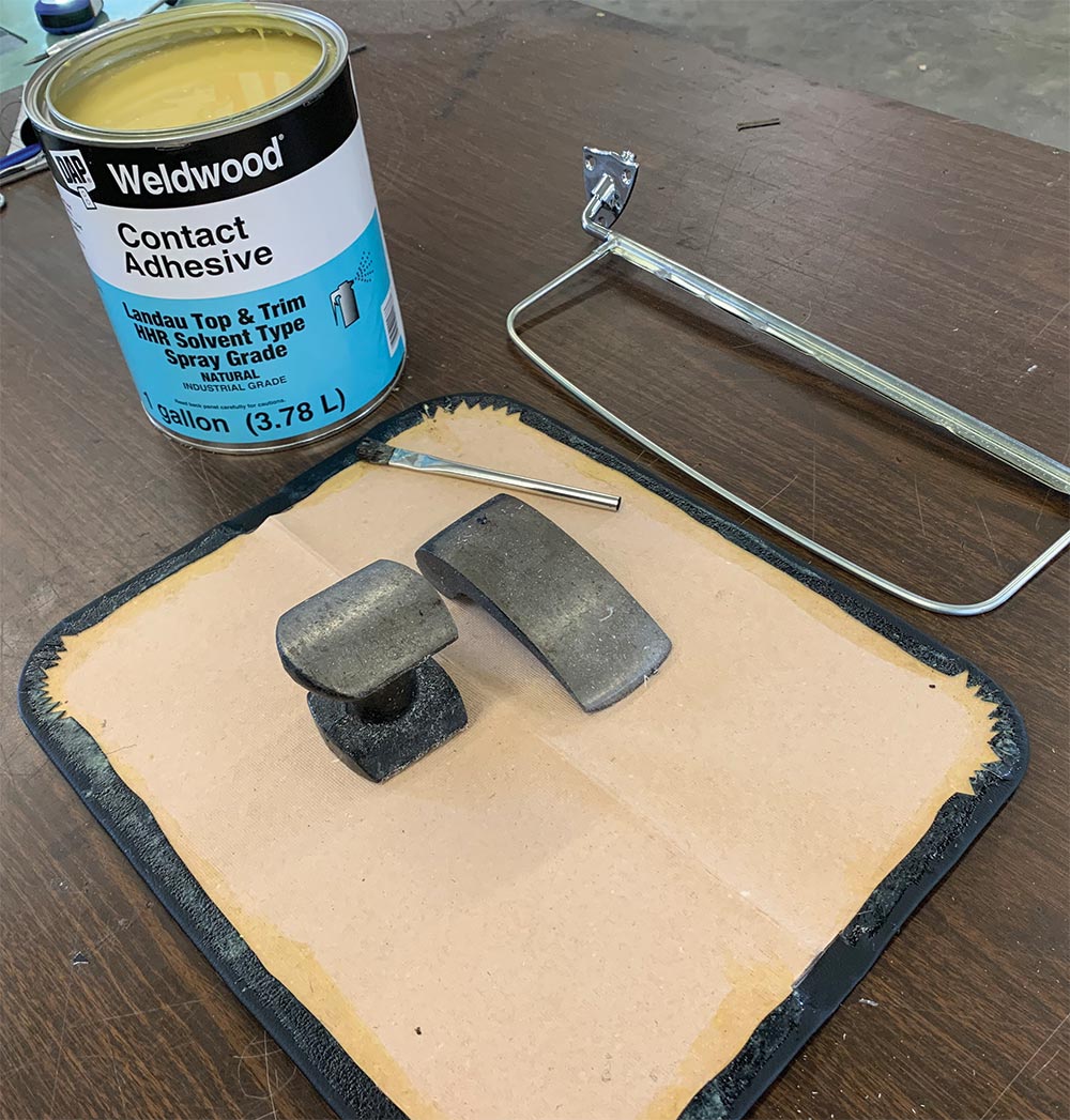 Can of vinyl top adhesive for sunvisors