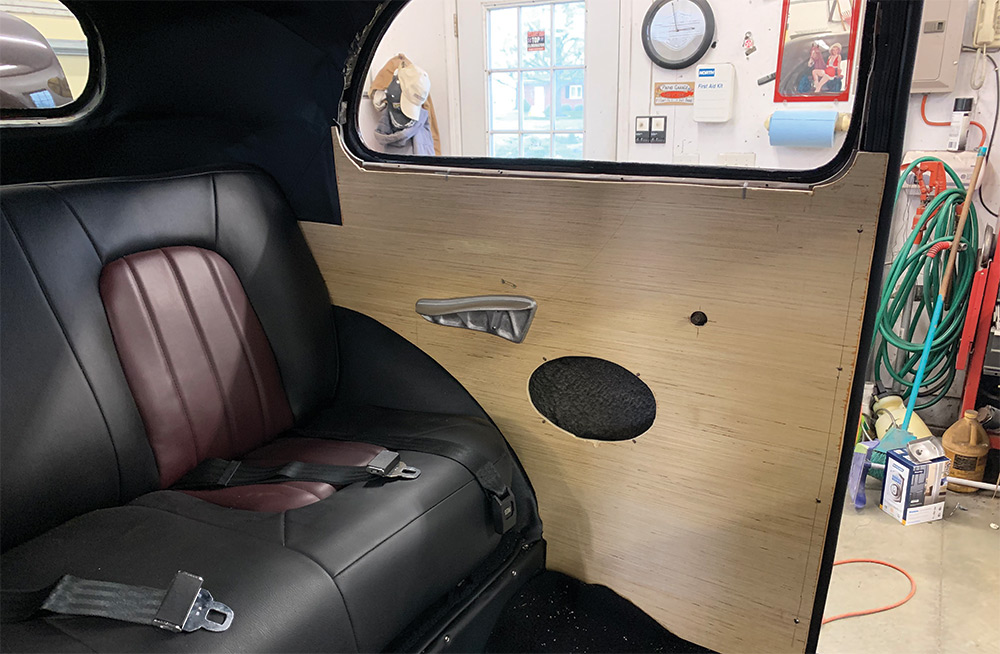 Wooden mockup of rear door panel