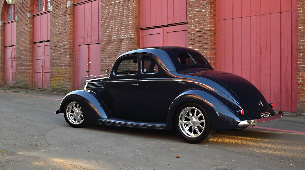 1937 Ford Coupe's rear side view