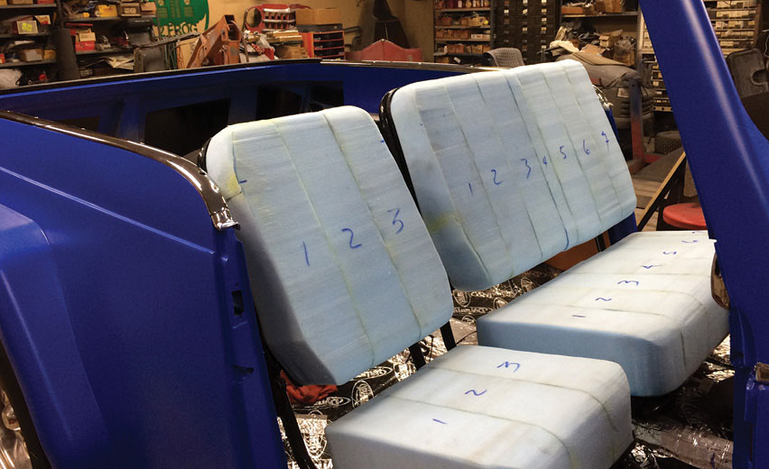 The Jeepster seat is a split two and one design. Note the individual pieces are numbered. There are three individual pieces in the single seat and seven in the dual seat.