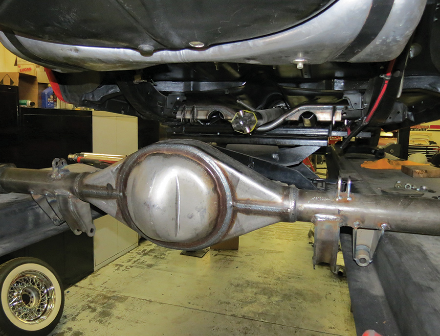 A picture of being under a chevy suspension