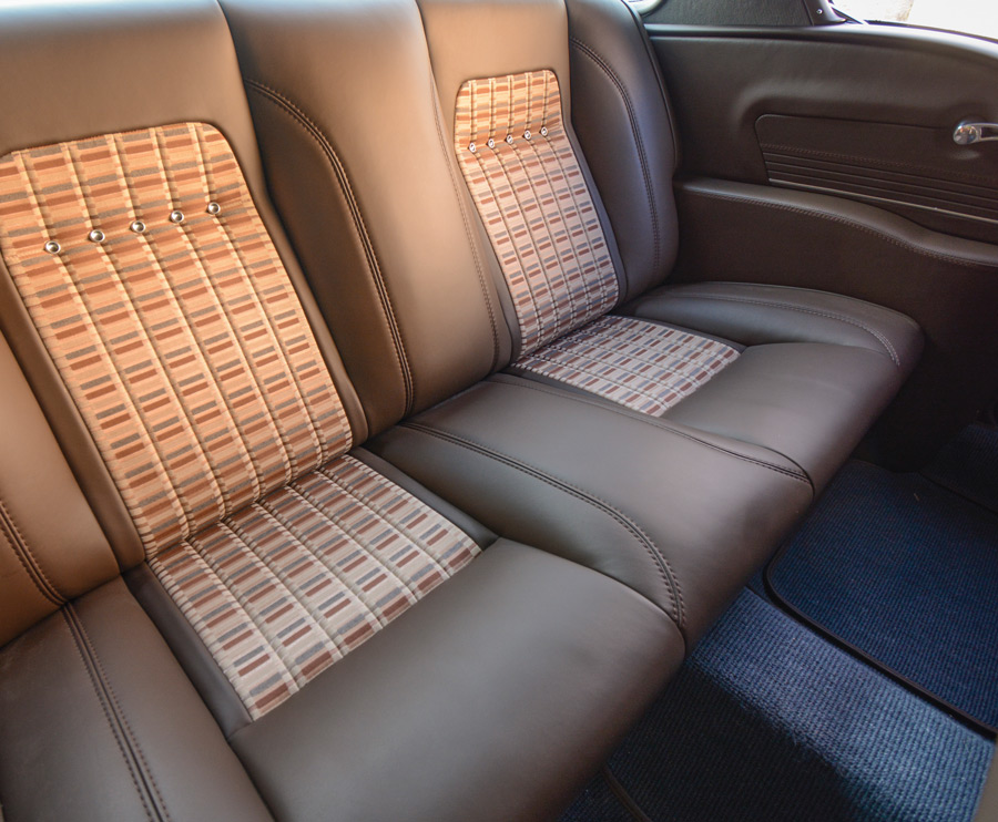 brown seating interior in a '58 Chevy Bel Air