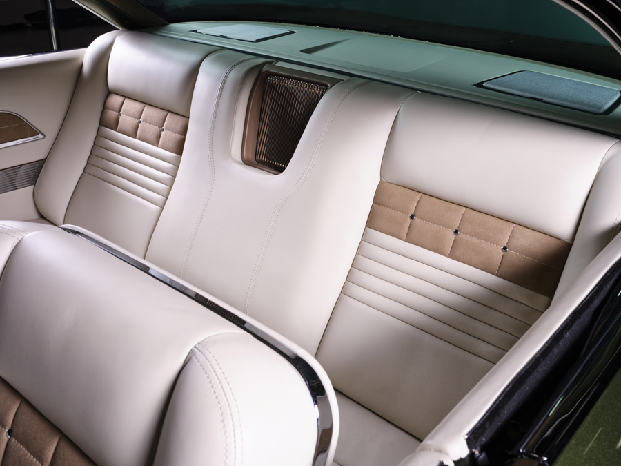 white leather backseat in a '61 Chevy Impala