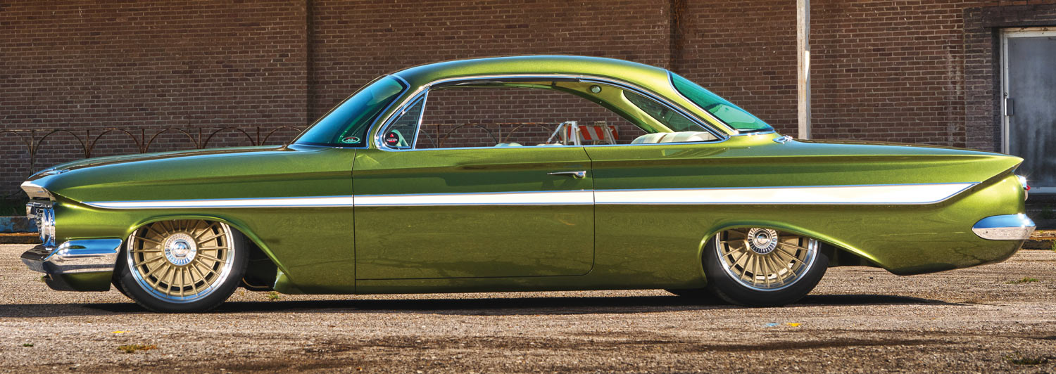 drivers side of a green '61 Chevy Impala