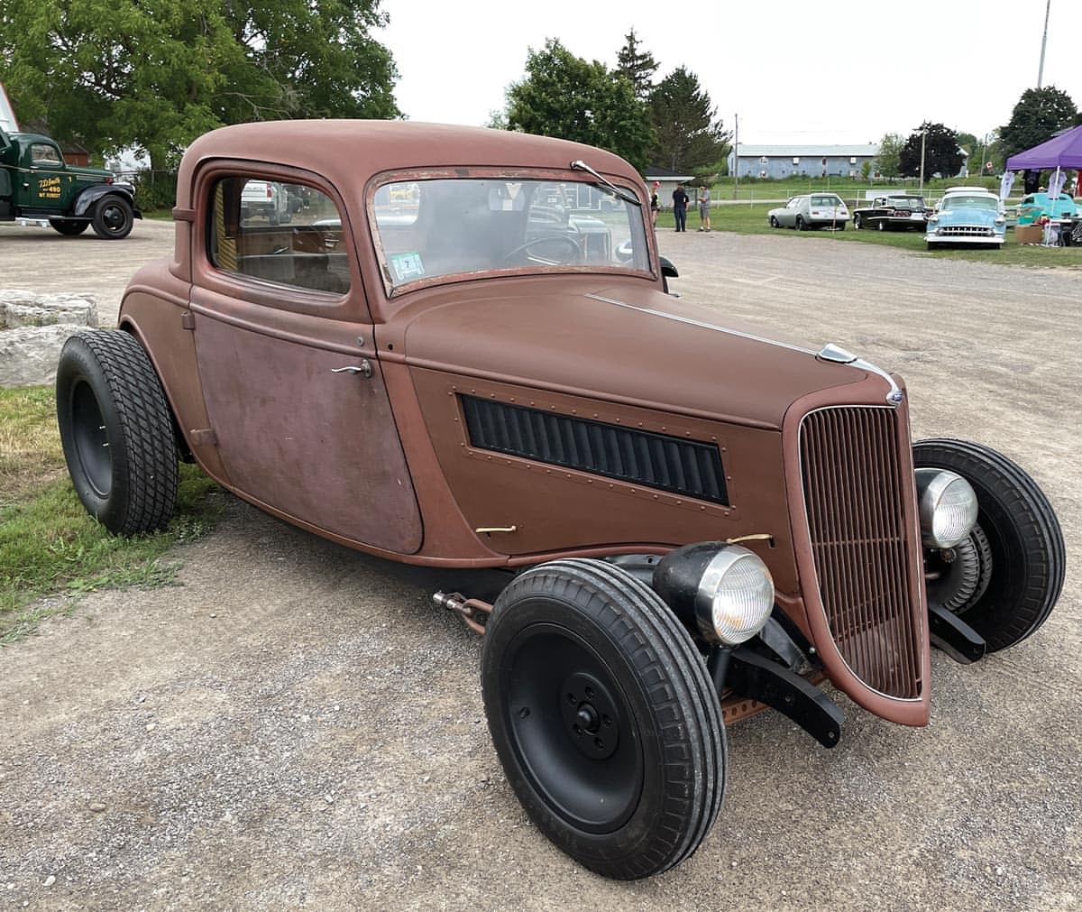 a matte brown ’34 Ford coupe