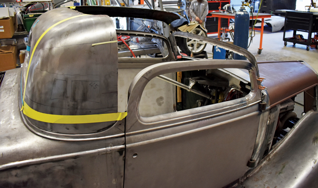 roof of '35 chevy being fabricated