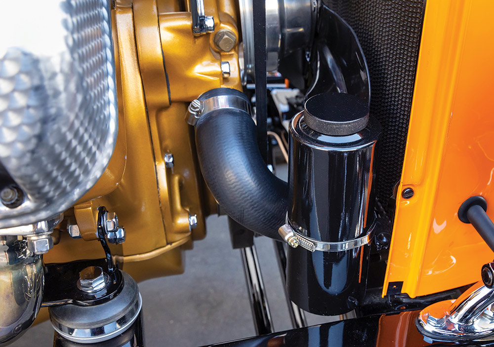 Radiator and reservoir in engine bay