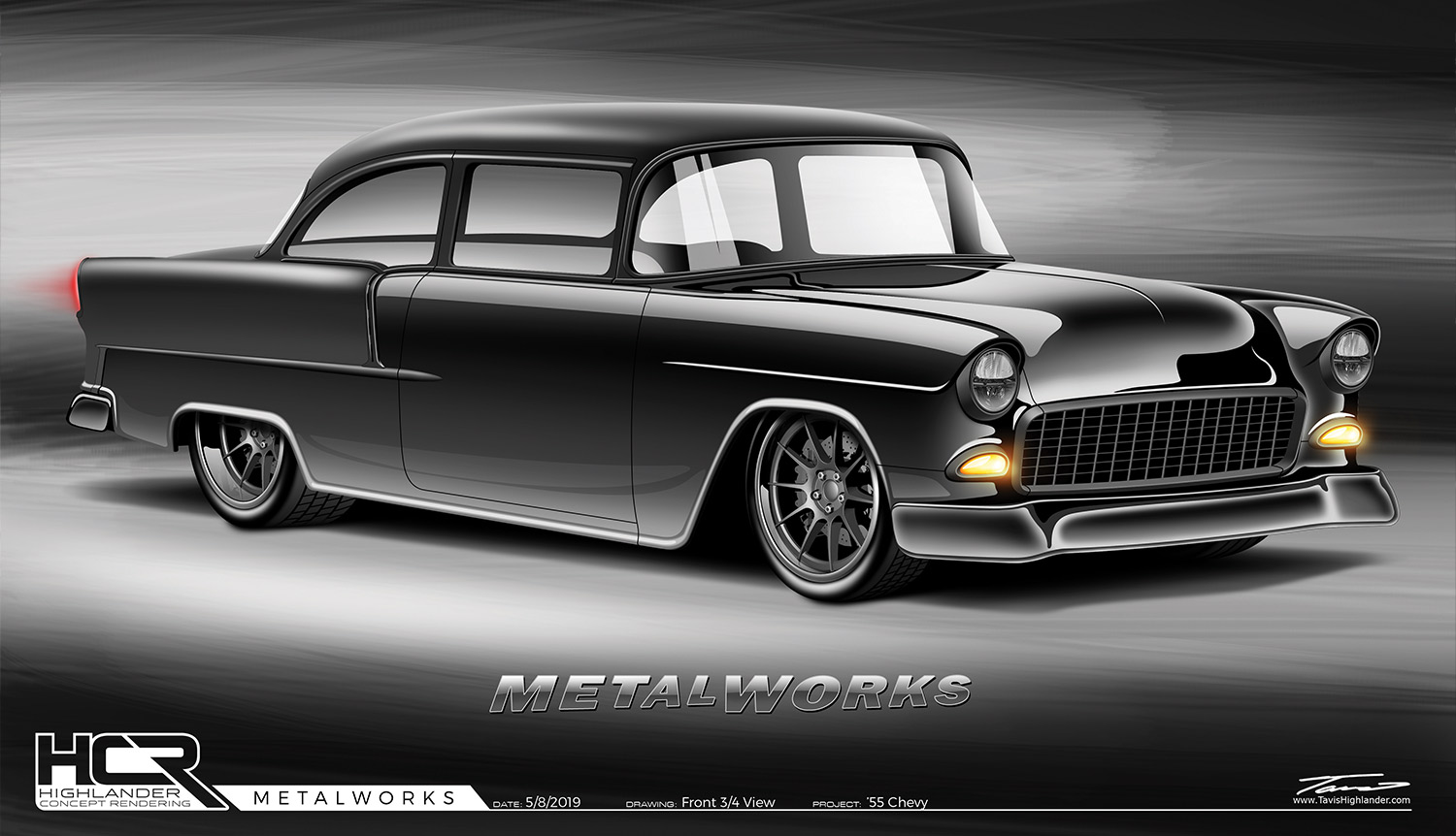 a vector rendering of the ’55 Chevy
