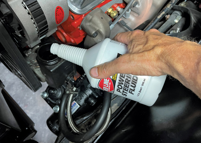 adding synthetic power steering fluid