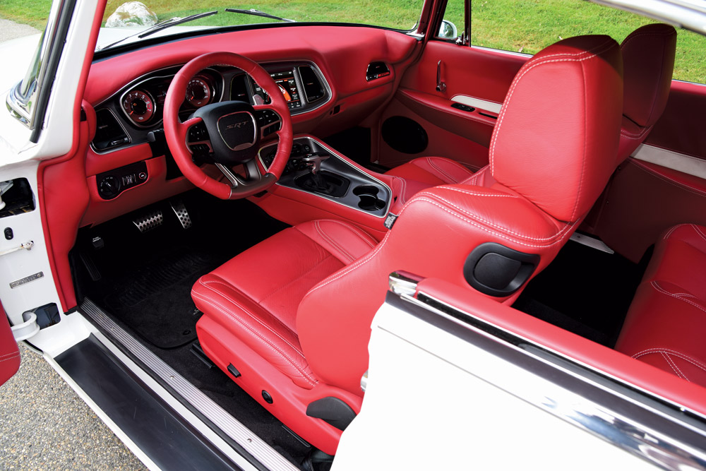 red modern dodge interior inside '55 chrysler c-300