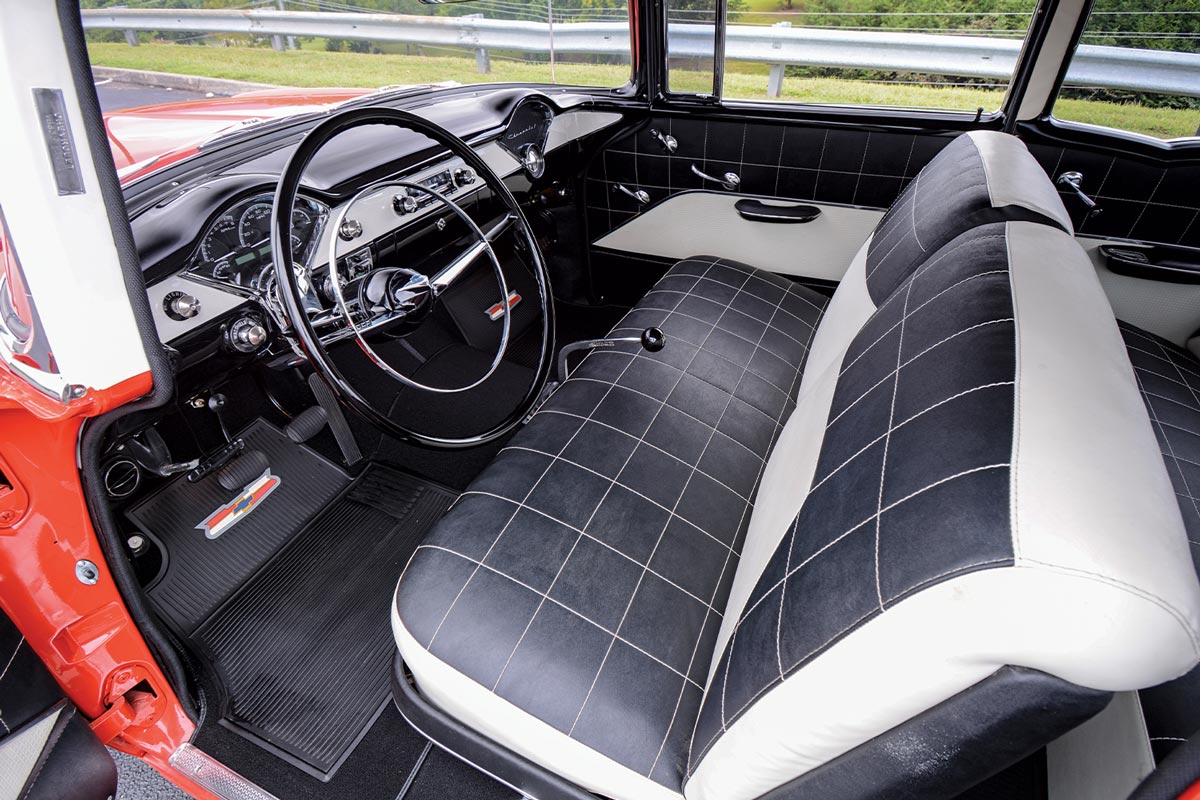 interior driver's side view of the ’55 Chevy Delray