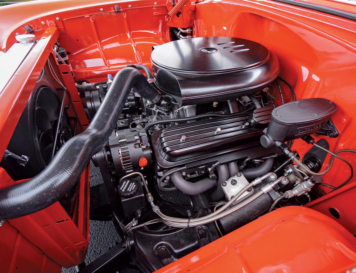 close view of the ’55 Chevy Delray's engine