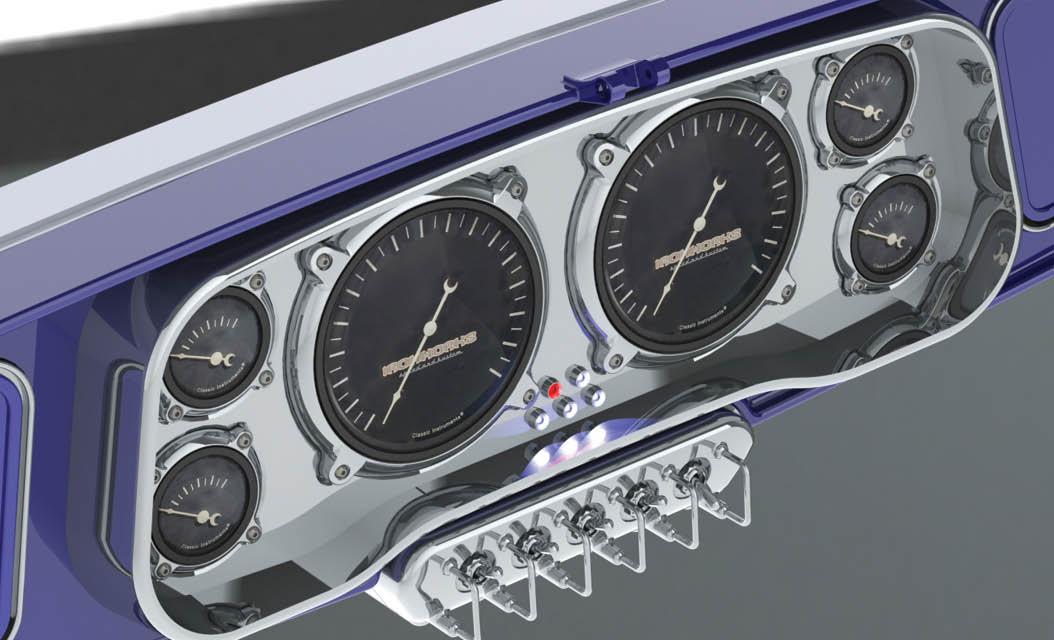 CAD rendering of the dash instrument cluster