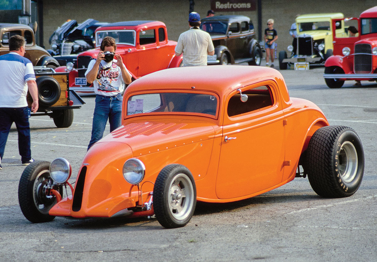 This will always be one of my all-time favorite hot rods. The late-Jim Ewing’s channeled ’34 Ford coupe, often referred to as the Super Bell coupe. Jim and I drove this hot rod to no less than a half-dozen NSRA events around the country. It began in the mid ’70s to the NSRA Nats in the south then to Oklahoma. It is now under the safe keeping of Frank Morawski who took ownership in 1983.