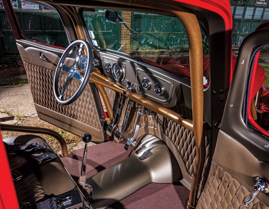 interior and dashboard of a '36 Willys Pickup