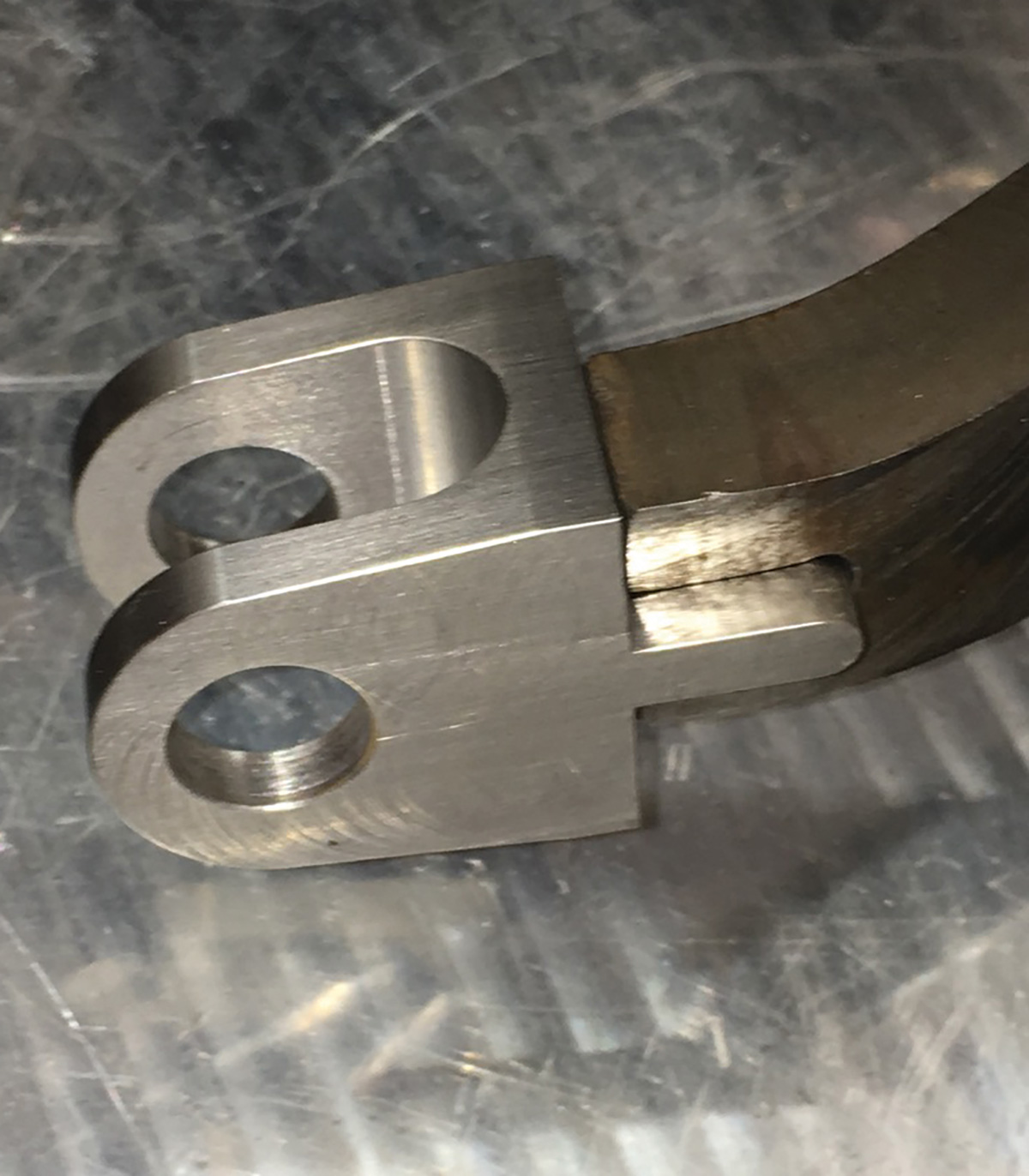 All the steering connection points have been modified to include double-shear attachment points. Note how the new machined end fits into the Pitman with a “key” for additional weld area and strength.
