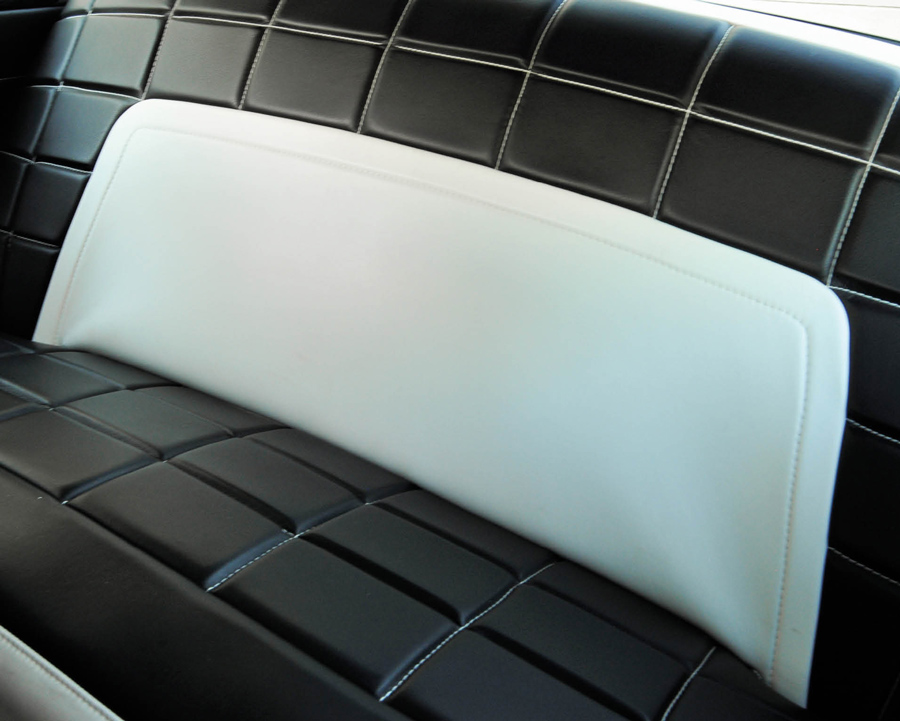 black and white leather car interior