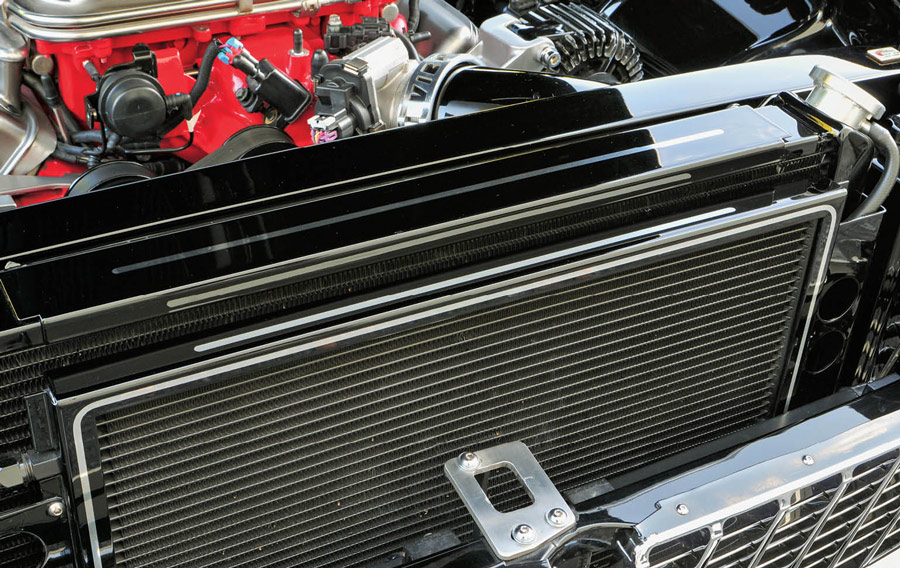 close up of grill on a '55 Chevy Delray