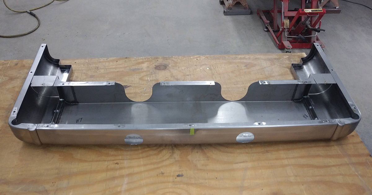 After the exhaust system was completed, the roll pan was relieved to make room for the exhaust pipes.