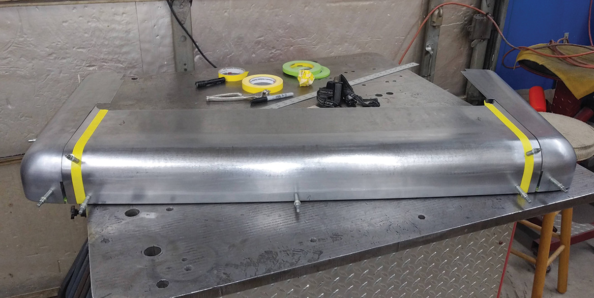 The three sections of the roll pan are trial-fitted together. As you can see, the fit is superb.
