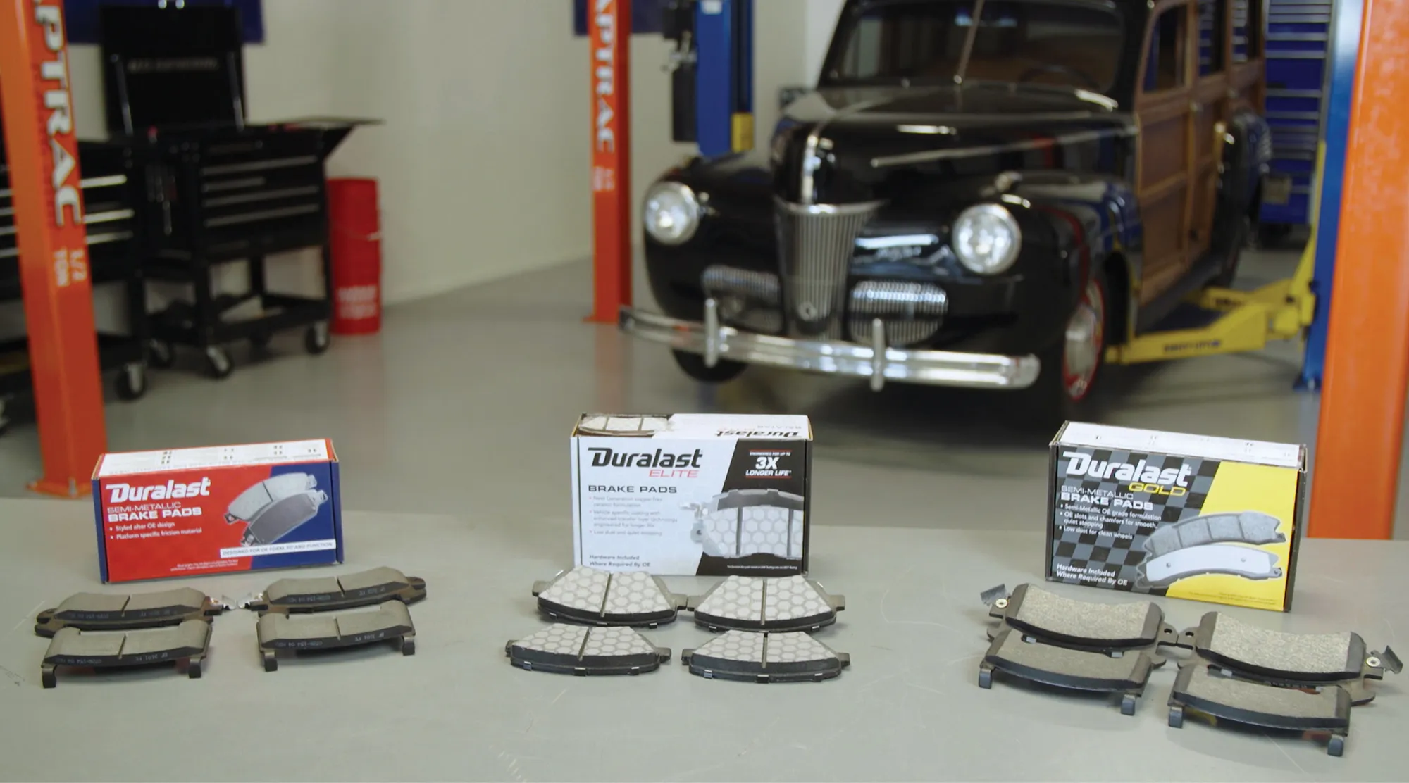 There are three popular Duralast brake pads that can be used on your cars or trucks: the Duralast, the Duralast Gold, and the Duralast Elite.