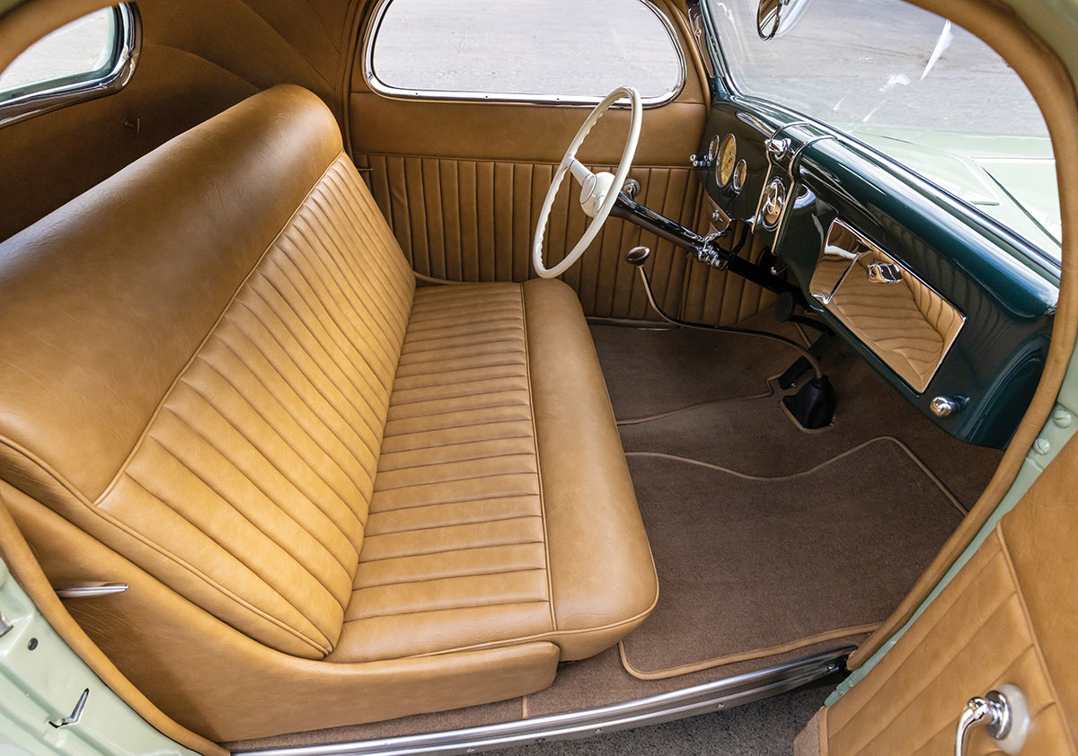 Coupe's tan interior and bench seat