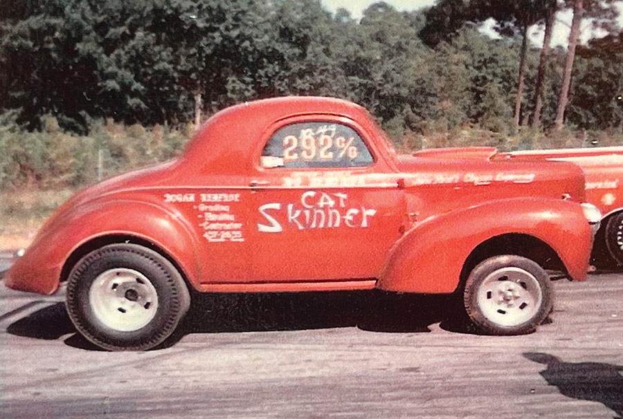 old red '41 Willys that says Cat Skinner