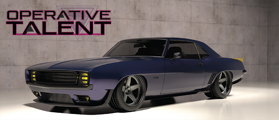 A purple Operative Talent car